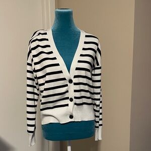 Rachel Zoe Black and White Striped Cardigan